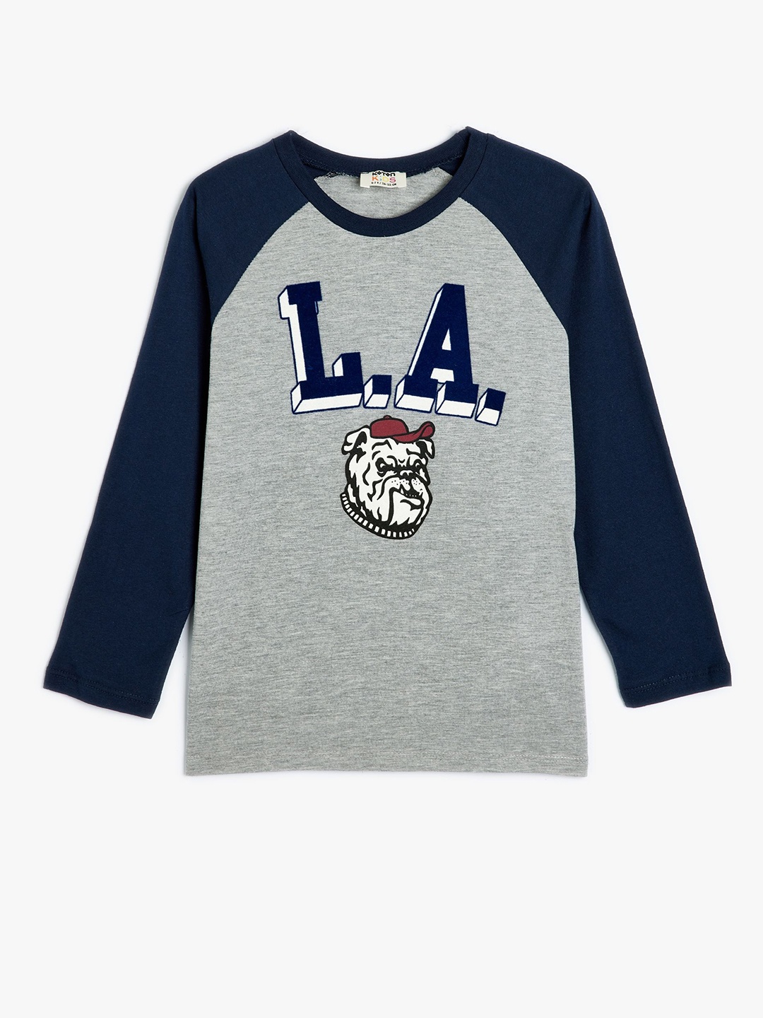 

Koton Boys Typography Printed Applique T-shirt, Grey