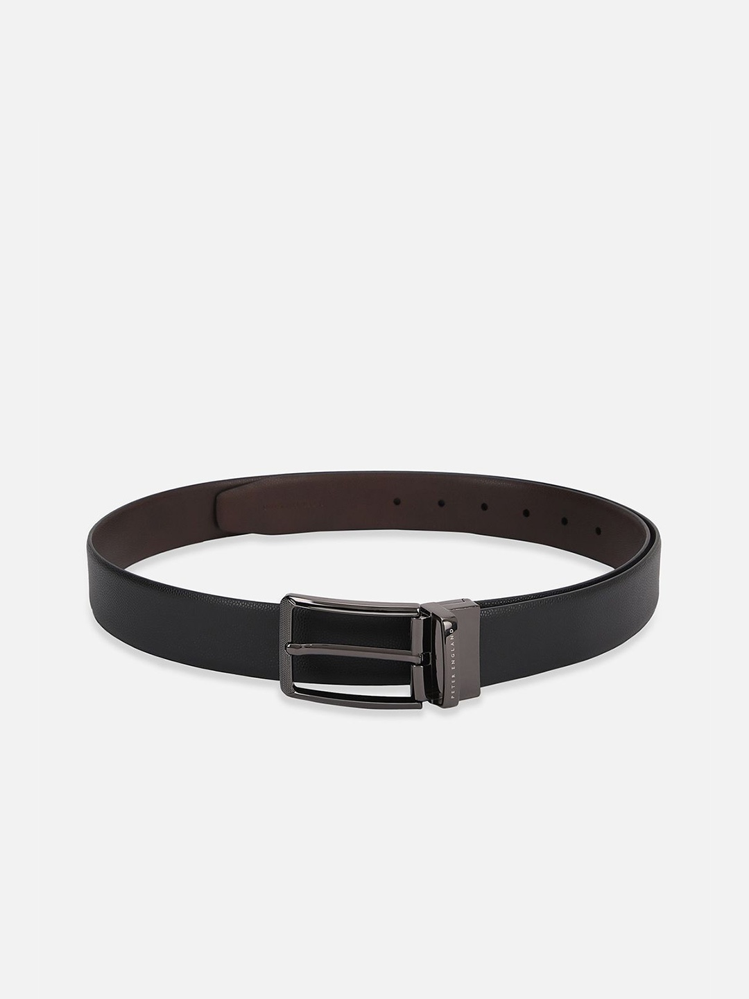 

Peter England Men Tang Closure Textured Reversible Formal Belt, Black