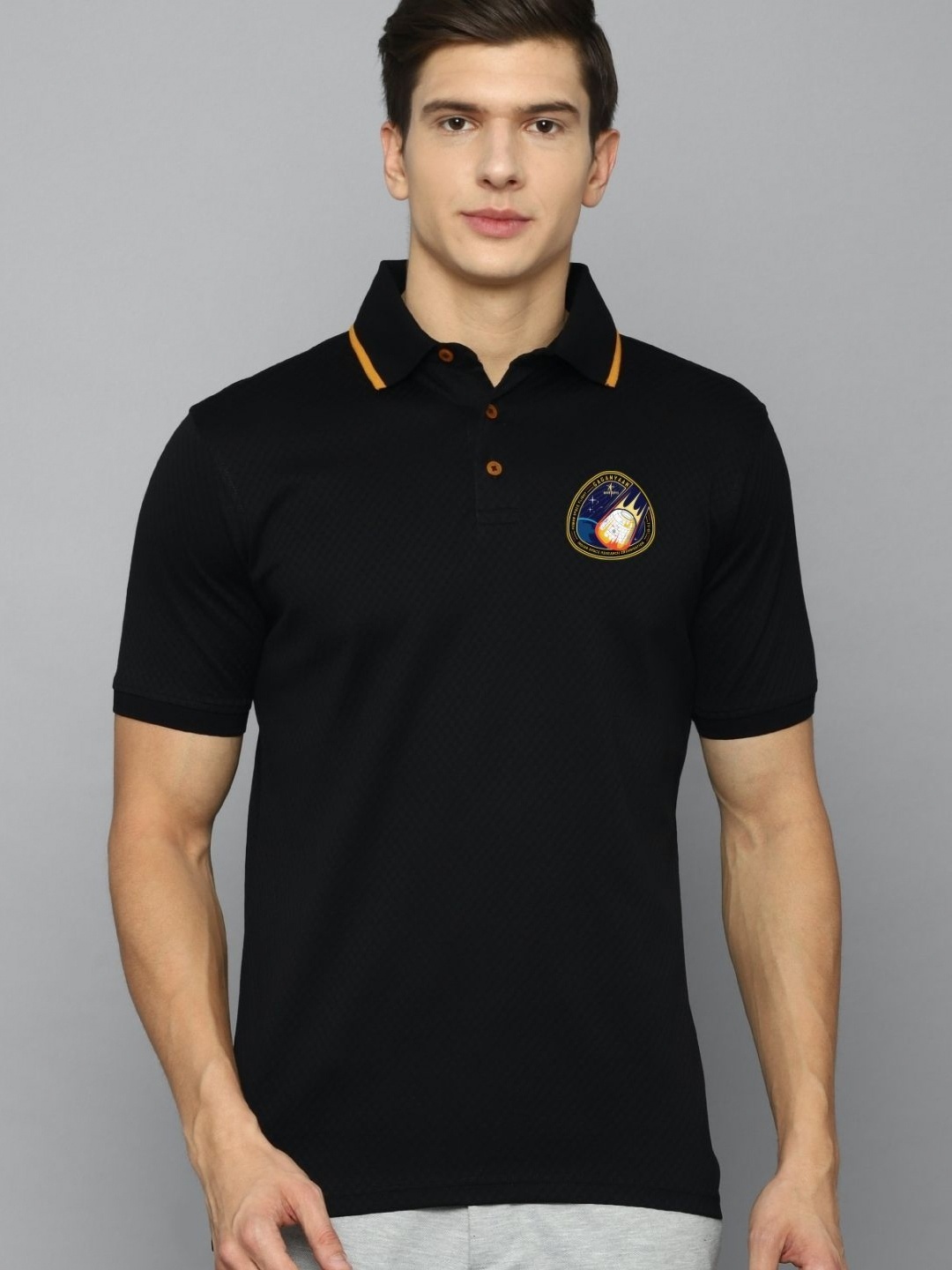 

Ascend 47 Unisex Graphic Printed Polo Collar Cotton T-Shirt, Black