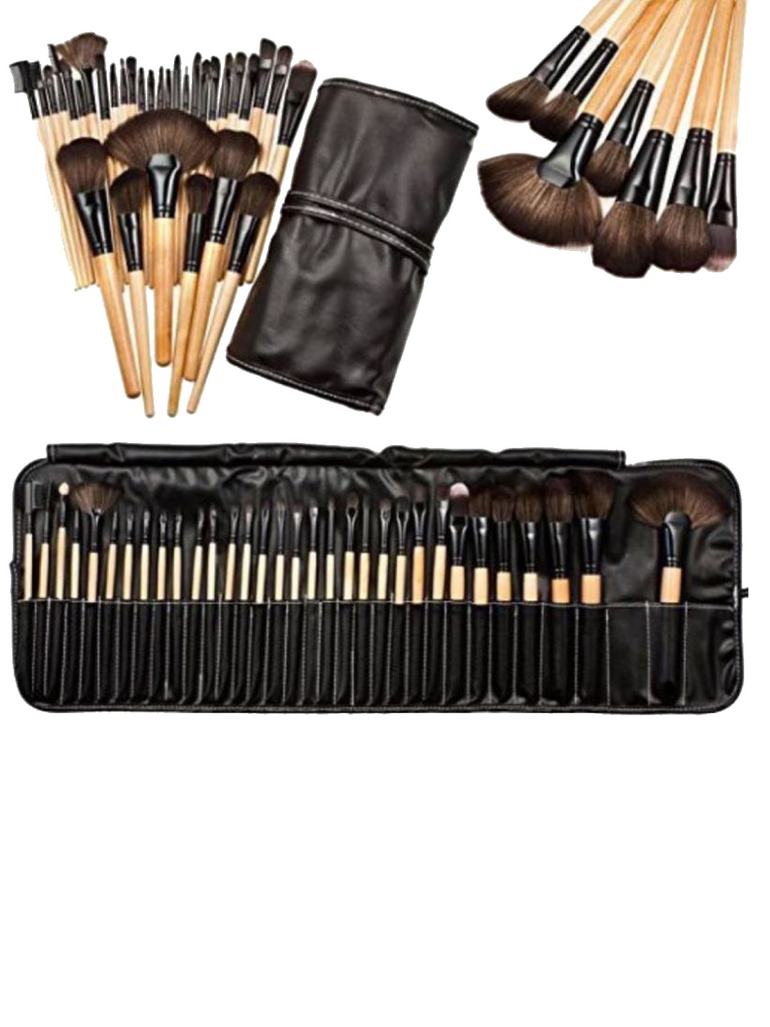 

Yoana Set of 24 Professionals Wooden Handle With Cover Full Makeup Brushes, Gold