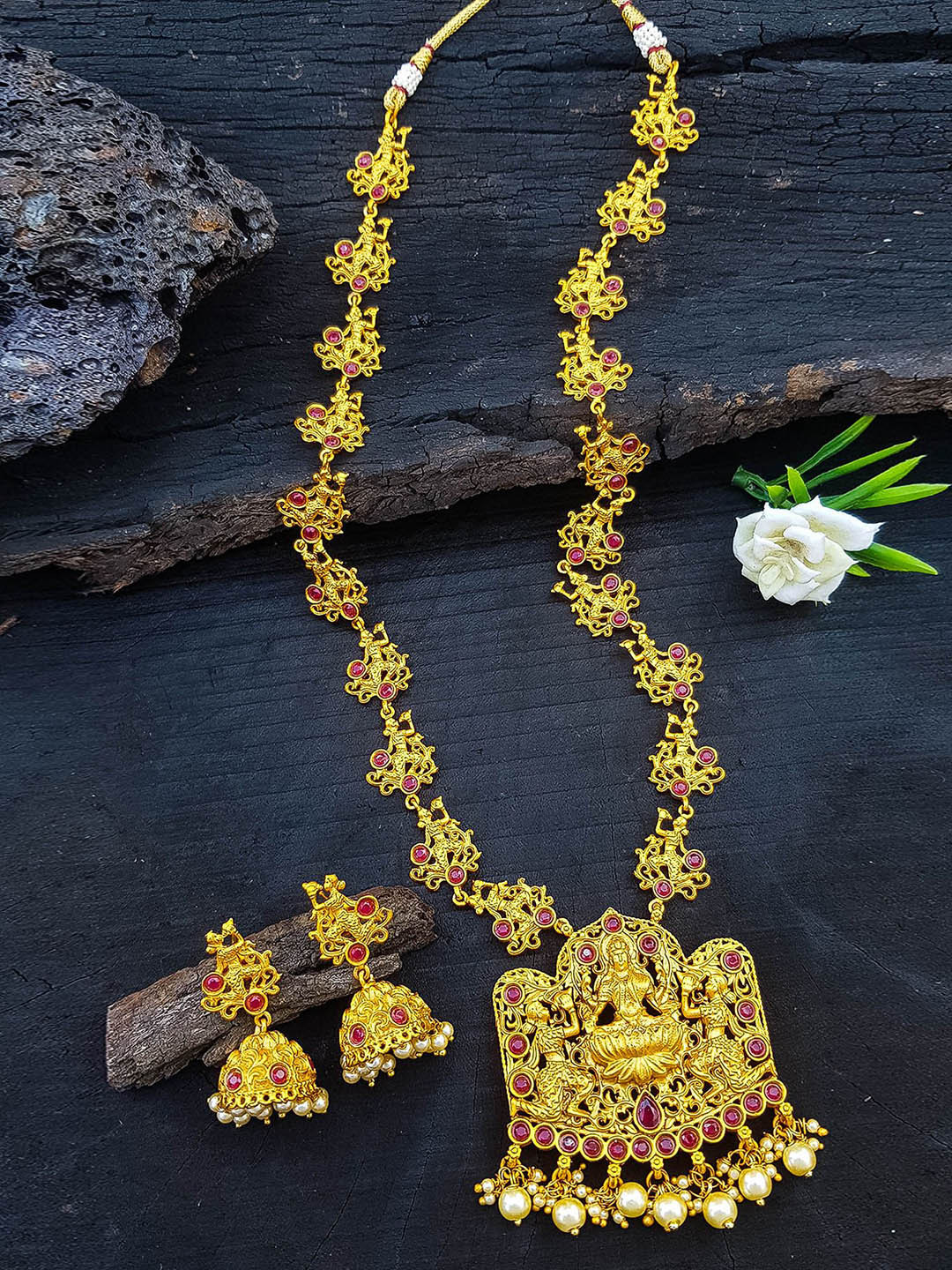 

GRIIHAM Gold Plated CZ Studded Lakshmi Jewellery Set