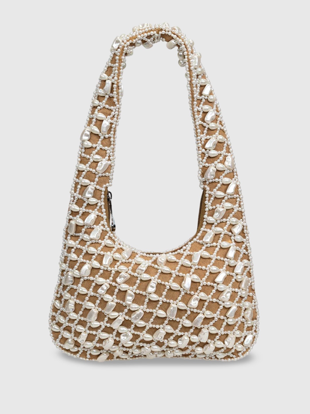 

D'oro Embellished Handheld Bag, Beige