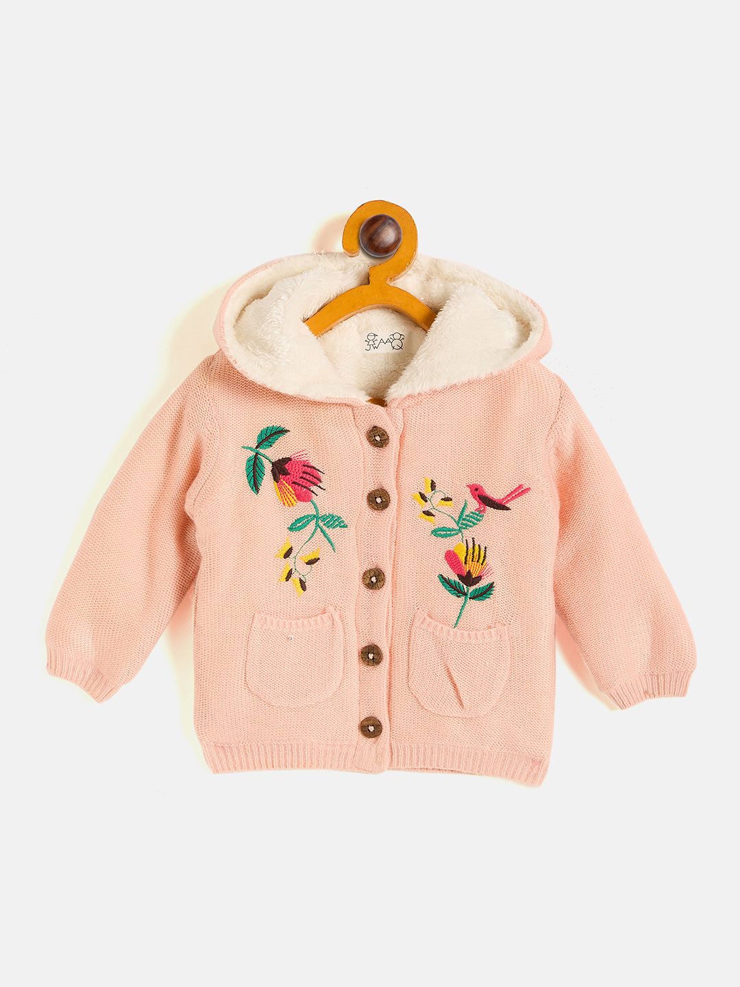 

JWAAQ Girls Floral Cardigan with Embroidered Detail, Pink