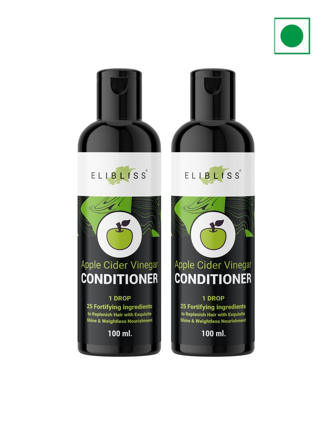 

ELIBLISS Set Of 2 Apple Cider Vinegar Conditioner With Shea Butter & Vitamin E -100ml Each, Black