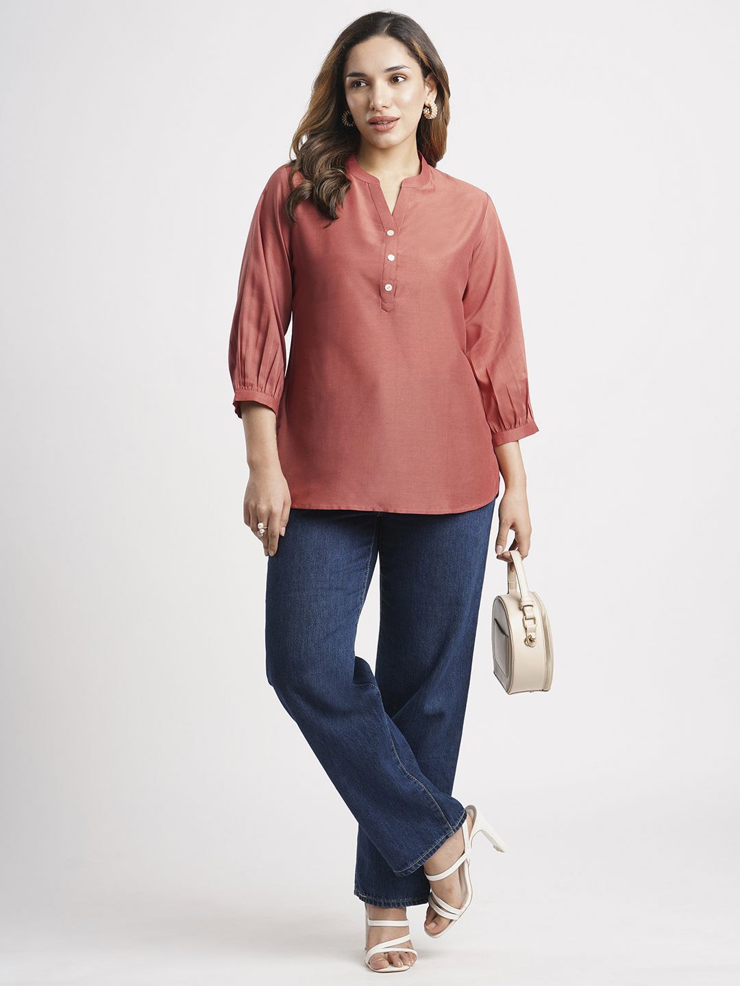 

Peachmode Chiffon Shirt Style Top, Red