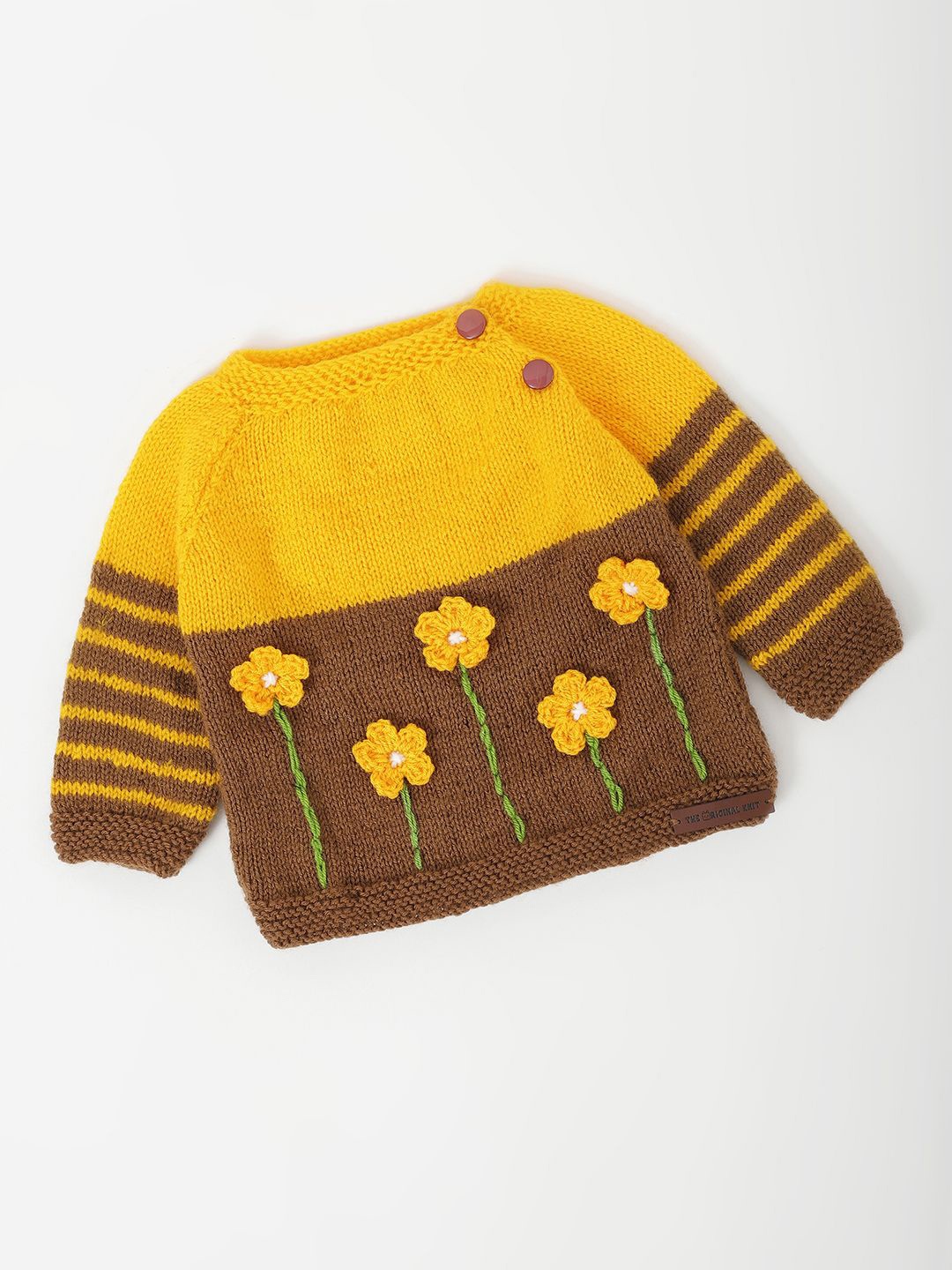

The Original Knit Unisex Kids Floral Pullover, Yellow