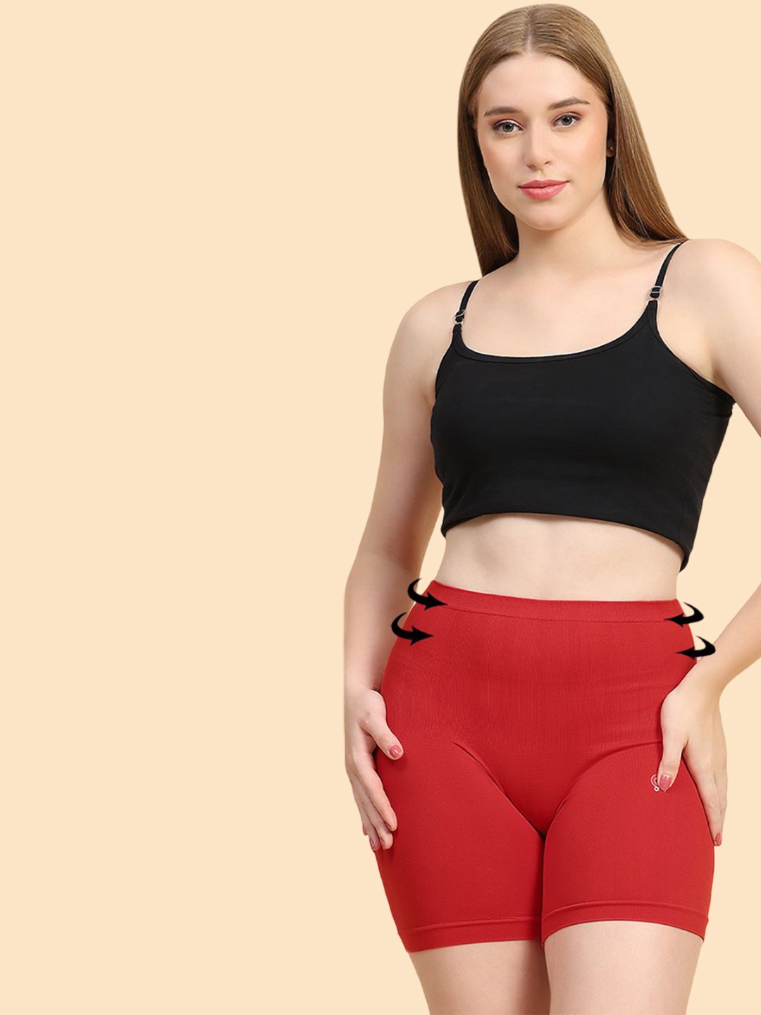 

Trendmalls Pack Of 3 Seamless High Waist Tummy & Thigh Shapewear, Red