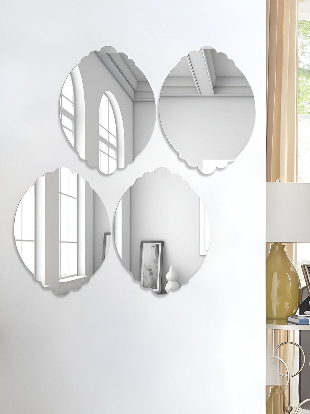 

Art Street Silver Toned 4 Pieces Oval Shape Self Adhesive Acrylic Wall Mirror Stickers