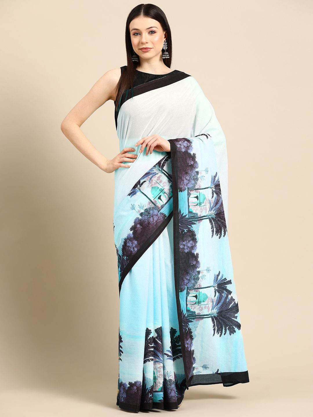 

BUTA BUTI Pure Cotton Saree, Blue