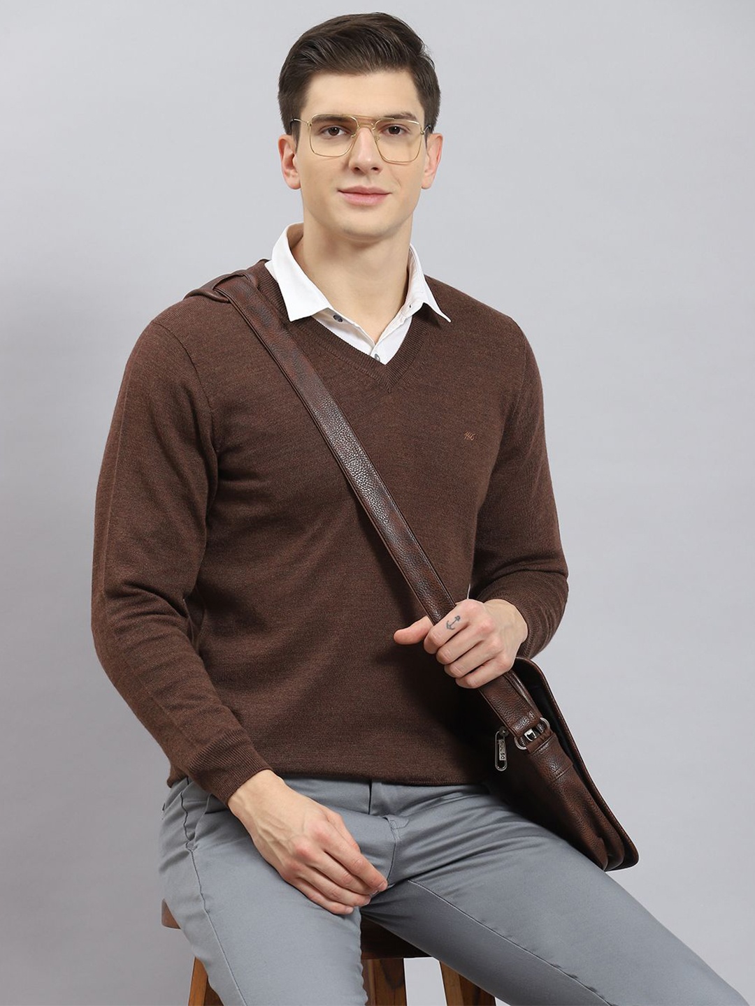 

Monte Carlo Men Woollen Pullover, Brown