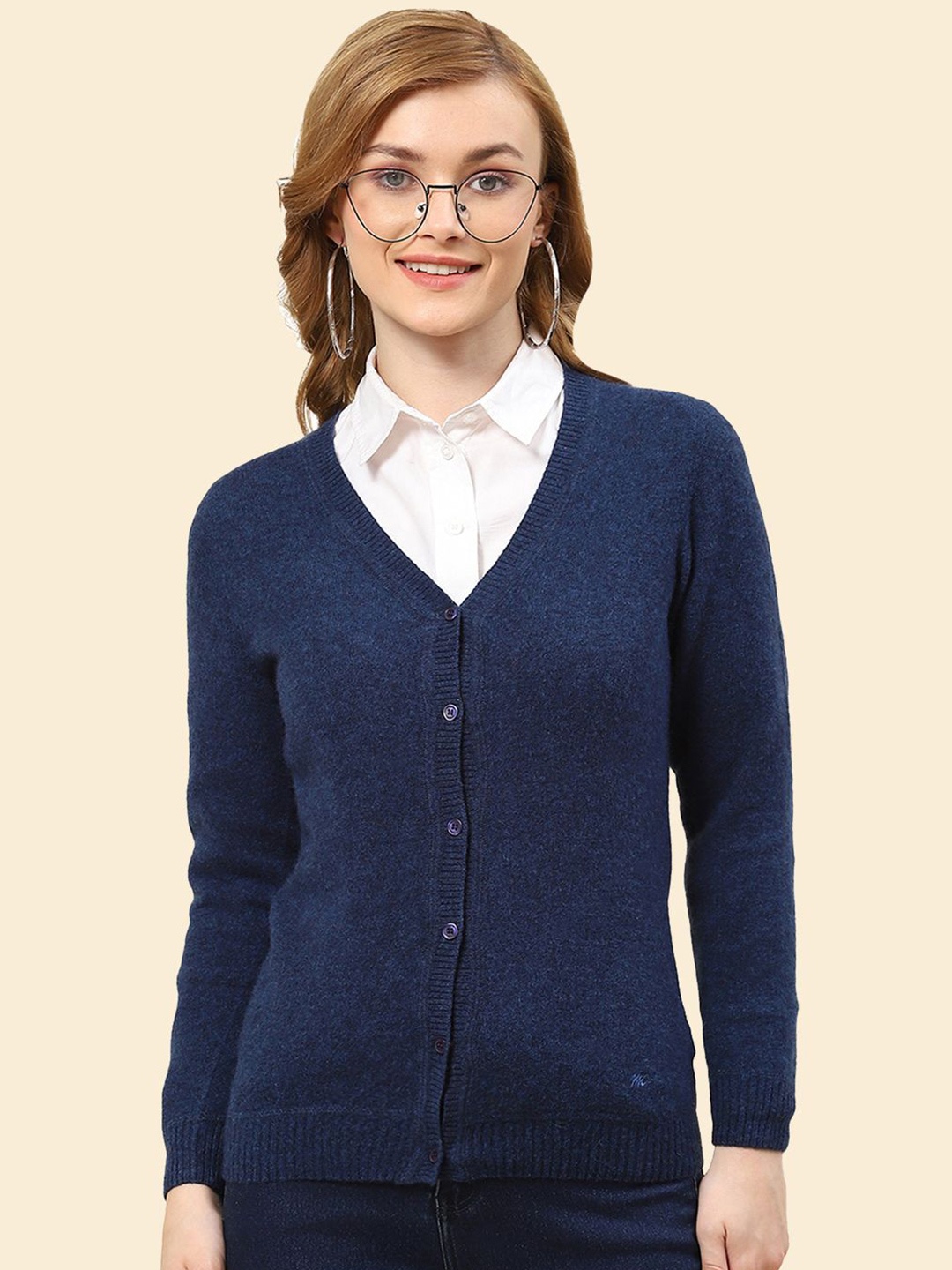 

Monte Carlo Women Woollen Cardigan, Navy blue