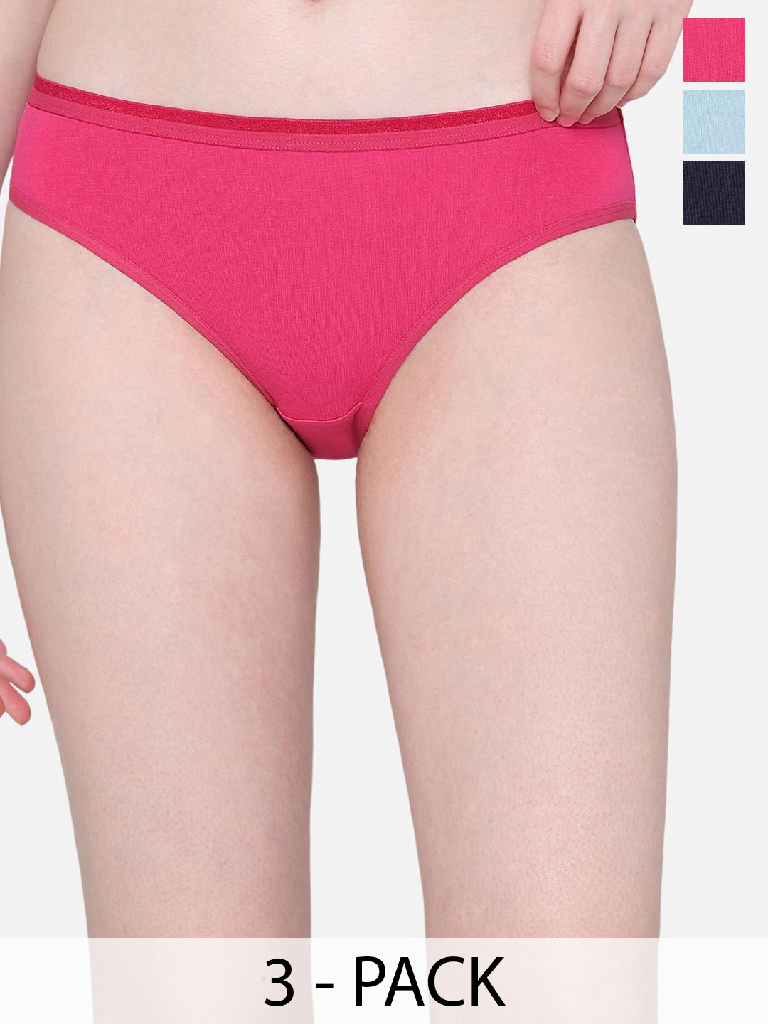 

Wacoal Pack Of 3 Low-Rise Bikini Briefs, Navy blue