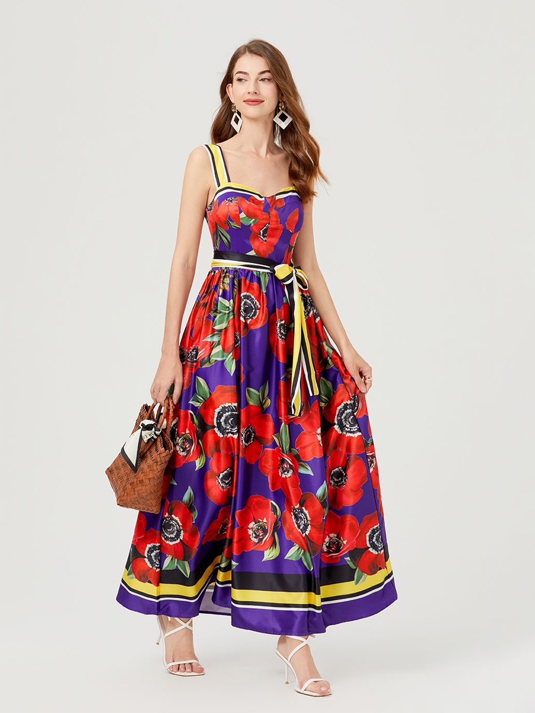 

JC Collection Floral Print Maxi Dress, Red