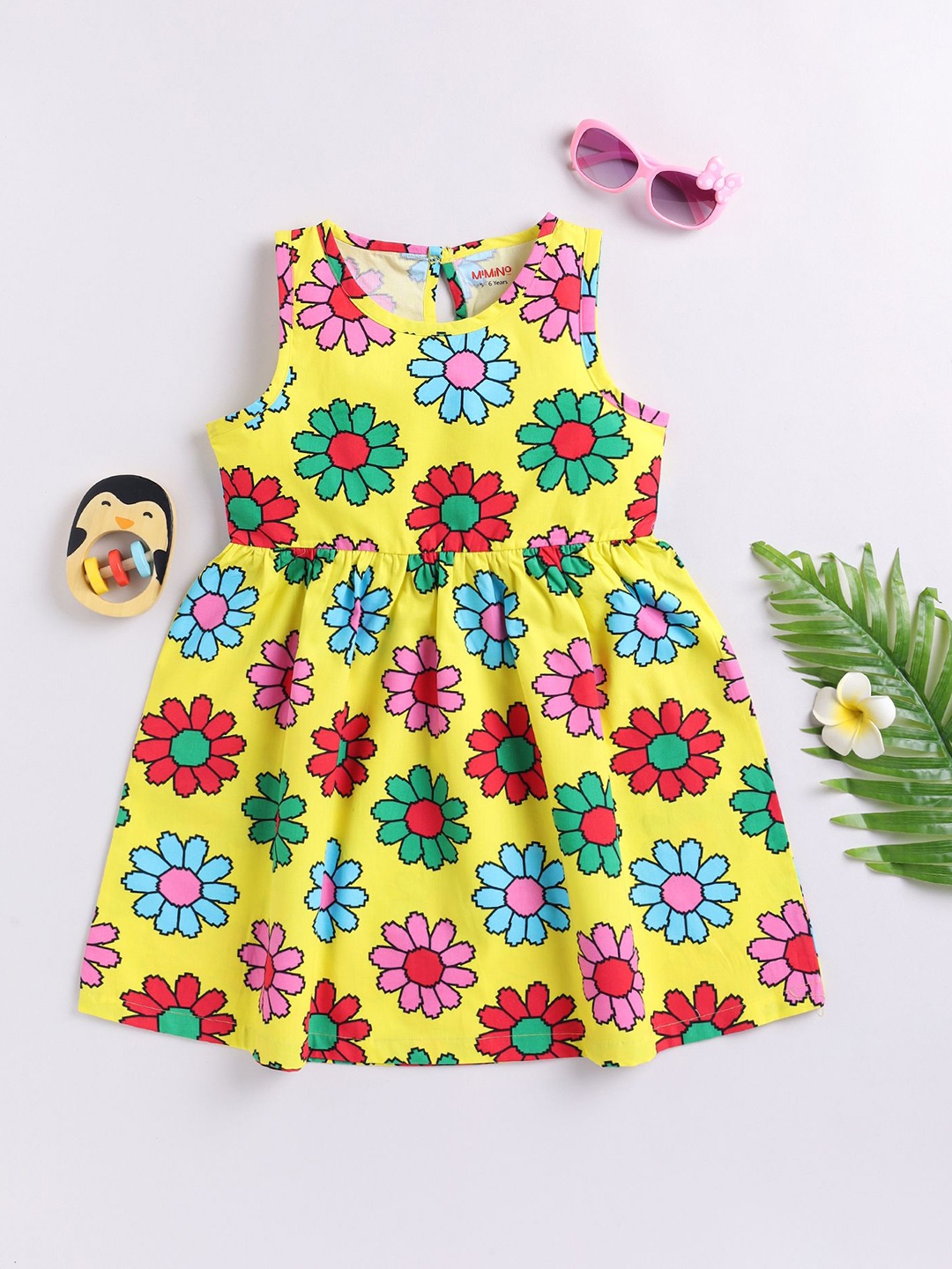 

MIMINO Floral Print Fit & Flare Dress, Yellow