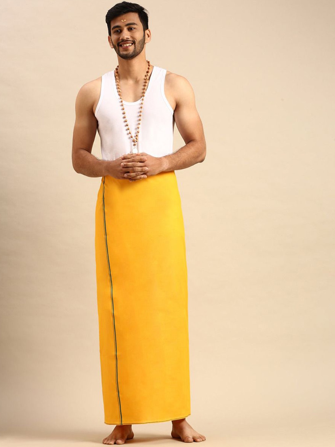 

Ramraj Men Bordered Dhoti, Yellow