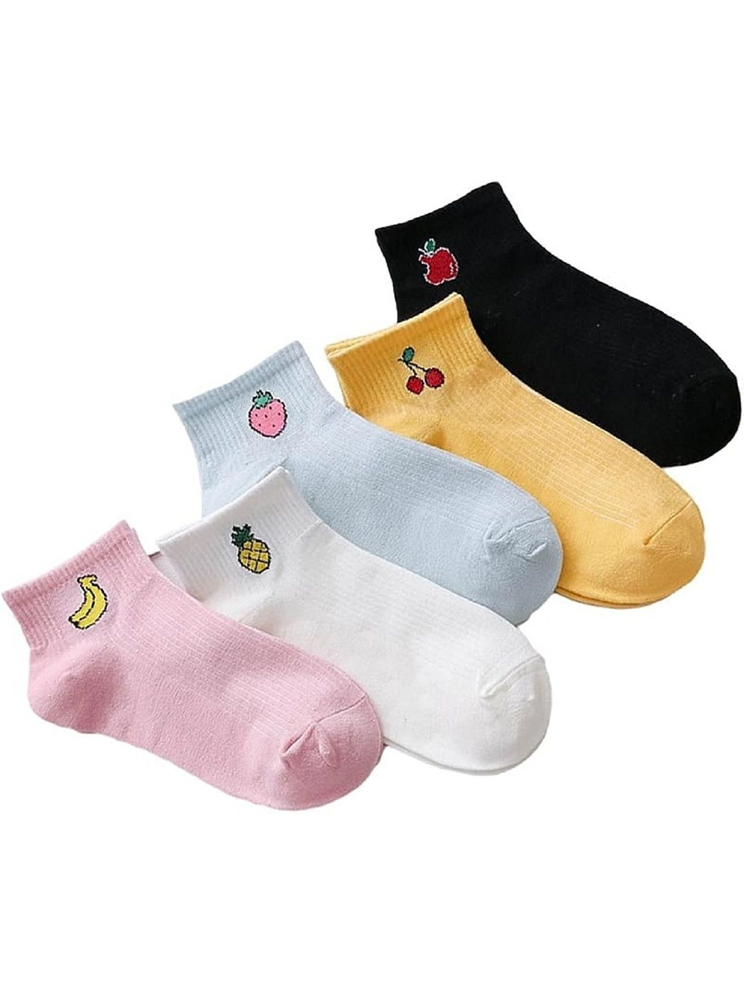 

MYYNTI Women Pack Of 5 Patterned Ankle-Length Socks, Pink