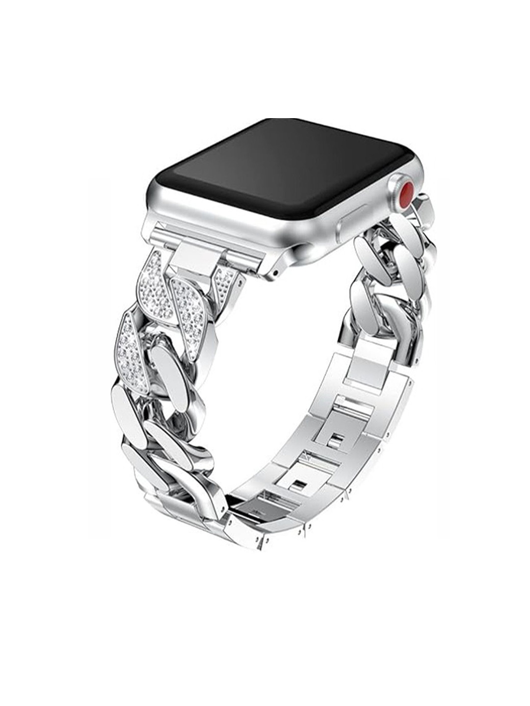 

PEEPERLY Elegant Studded Stainless Steel Bracelet Style Smart Watch Strap, Silver