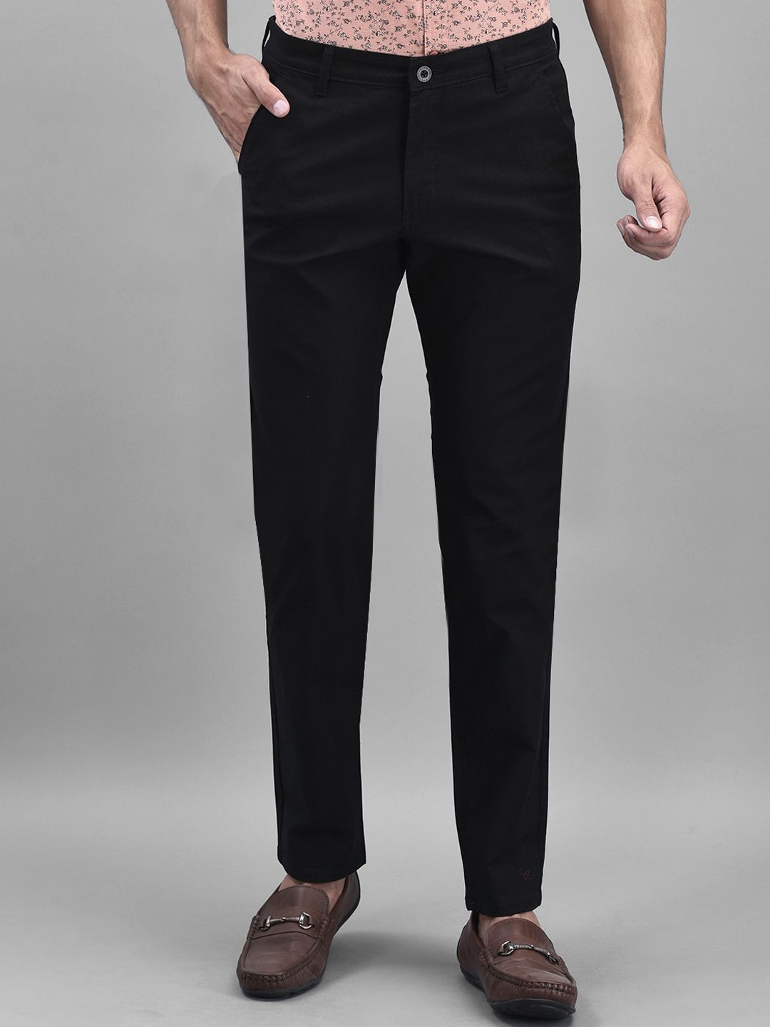 

American Archer Men Smart Slim Fit Wrinkle Free Trousers, Black