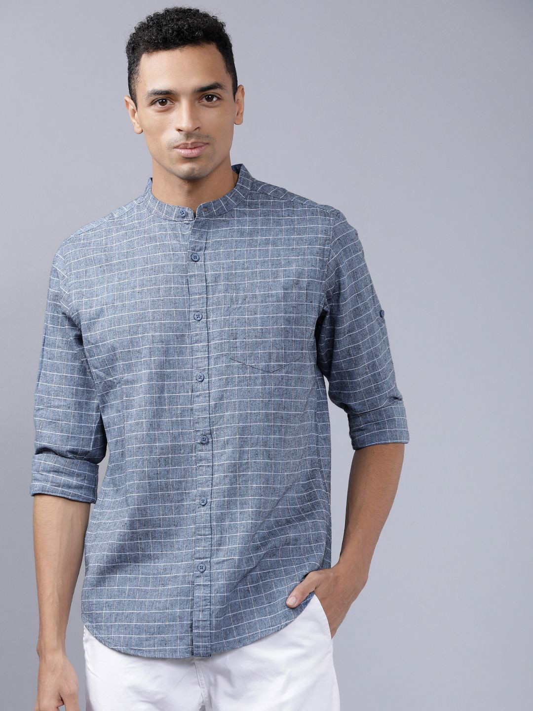 

HIGHLANDER Men Slim Fit Opaque Casual Shirt, Blue