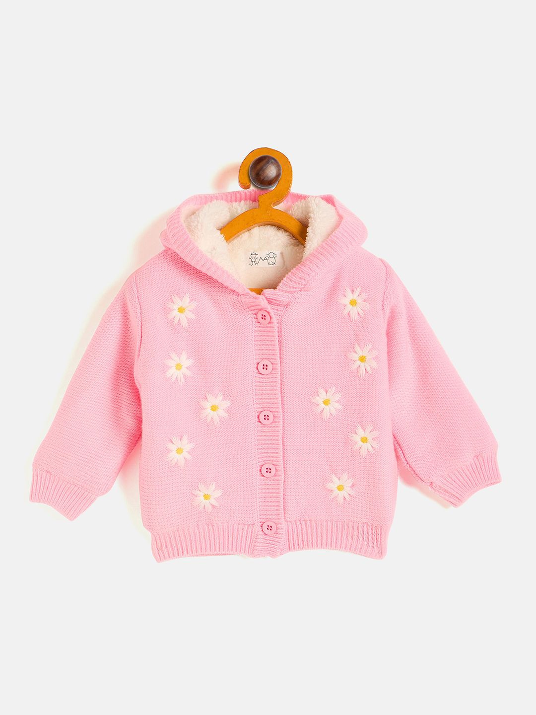 

JWAAQ Girls Floral Cardigan with Embroidered Detail, Pink