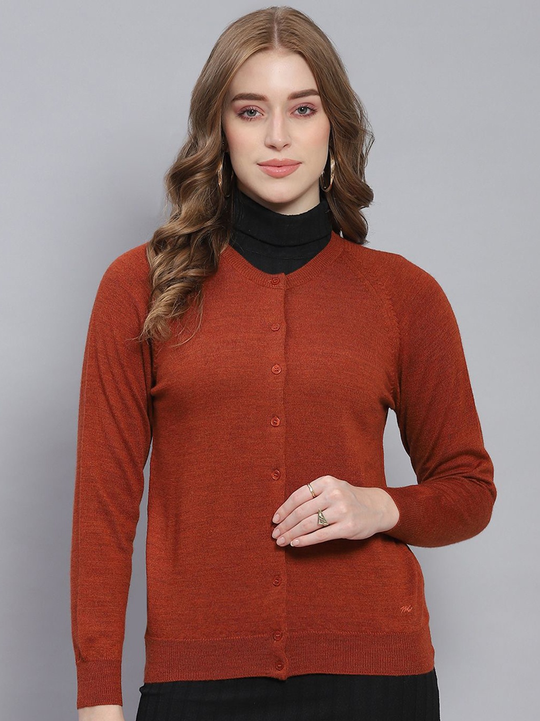 

Monte Carlo Women Woollen Cardigan, Rust