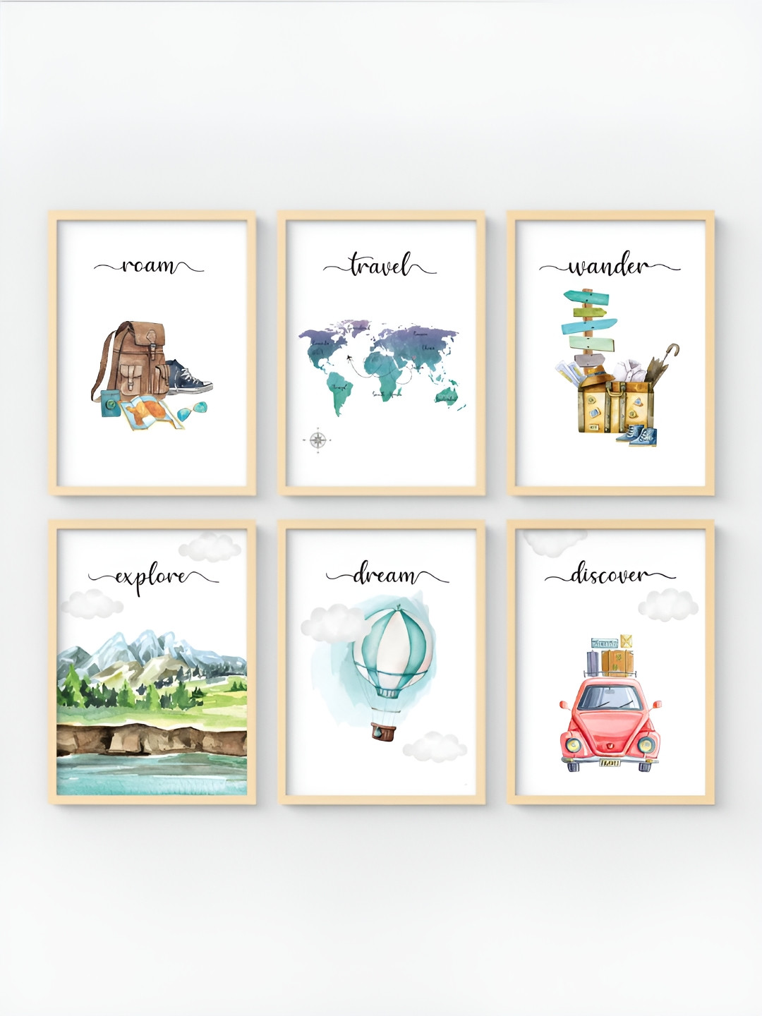 

My Kids Wall Beige & White 6 and more Piece Wood Abstract Wall Paintings