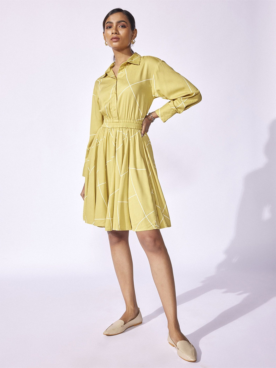 

The Label Life Printed Fit & Flare Dress, Yellow