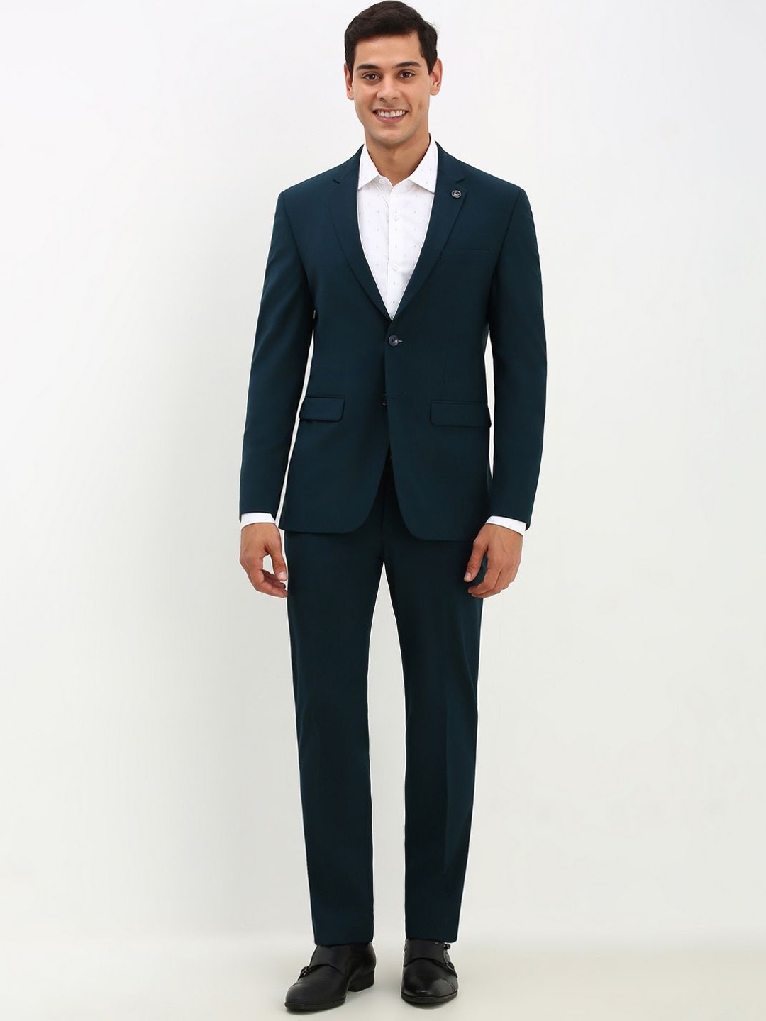 

Allen Solly Men Slim-Fit Single-Breasted Two-Piece Formal Suit, Blue