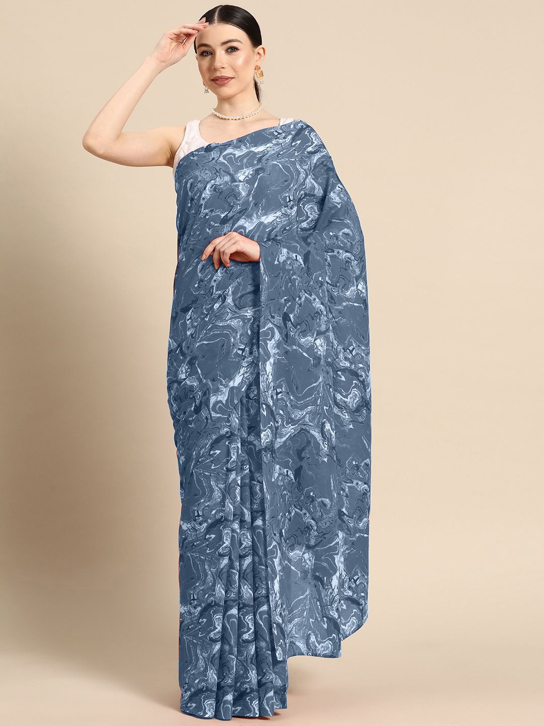 

BUTA BUTI Pure Cotton Saree, Blue