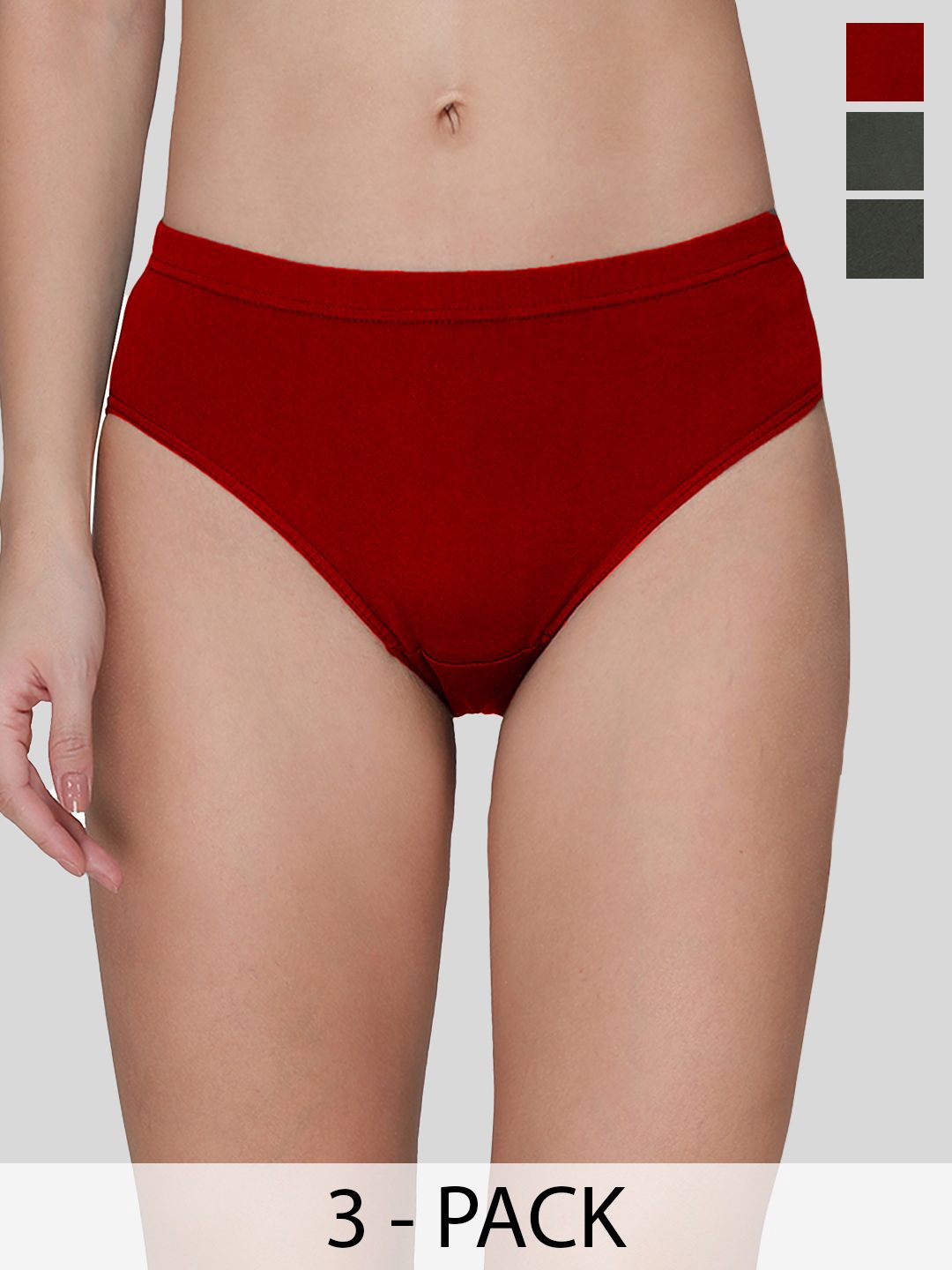 

AMUL COMFY Pack Of 3 Pure Cotton Hipster Briefs AC-PLPANIE-CE-EG-OL-XS-3PC, Maroon