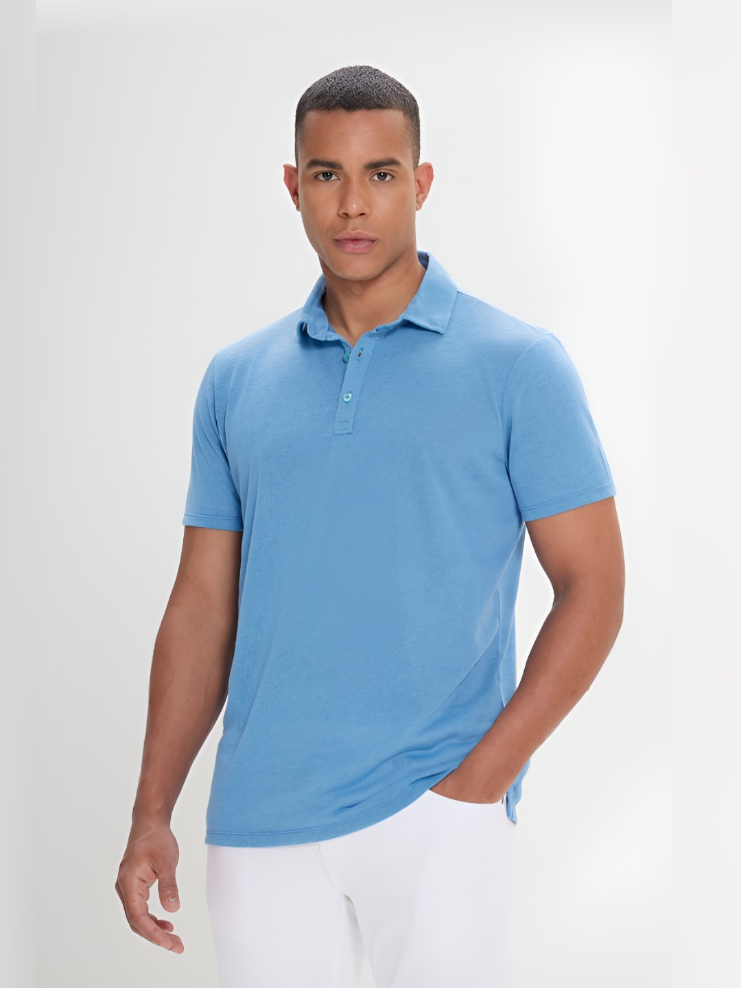 

ALTINYILDIZ CLASSICS AC Co. Men Solid Cotton Woven T-shirt, Blue