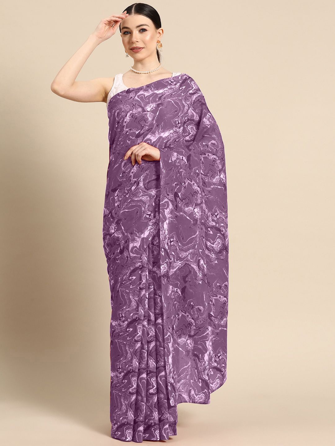 

BUTA BUTI Pure Cotton Saree, Purple