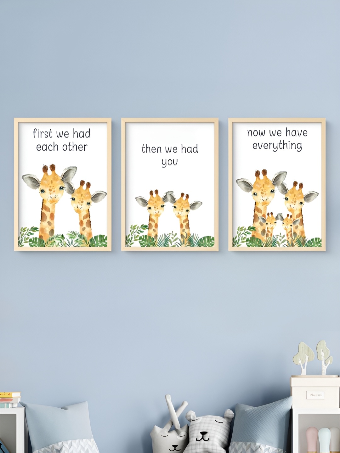 

My Kids Wall Beige & Yellow 3 Pieces Birds and Animals Wall Art