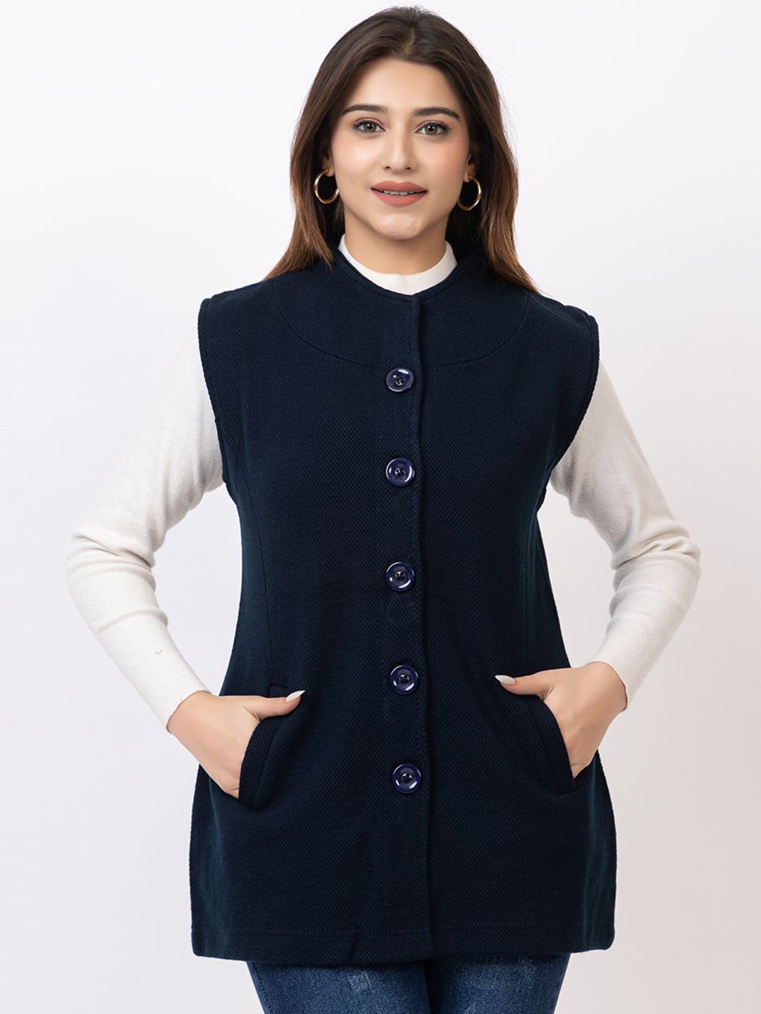 

TWENTY ME Women Woollen Cardigan, Navy blue