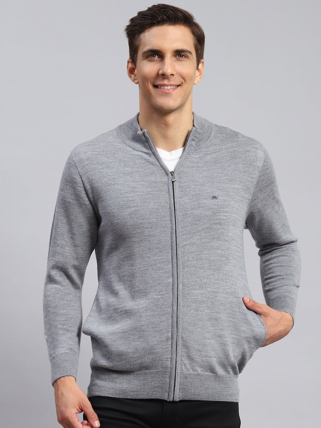

Monte Carlo Men Woollen Cardigan, Grey