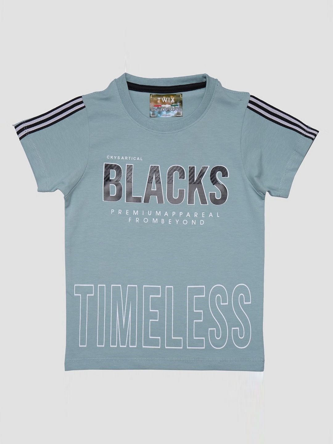 

TWIX Boys Typography Printed Round Neck Cotton T-Shirt, Teal