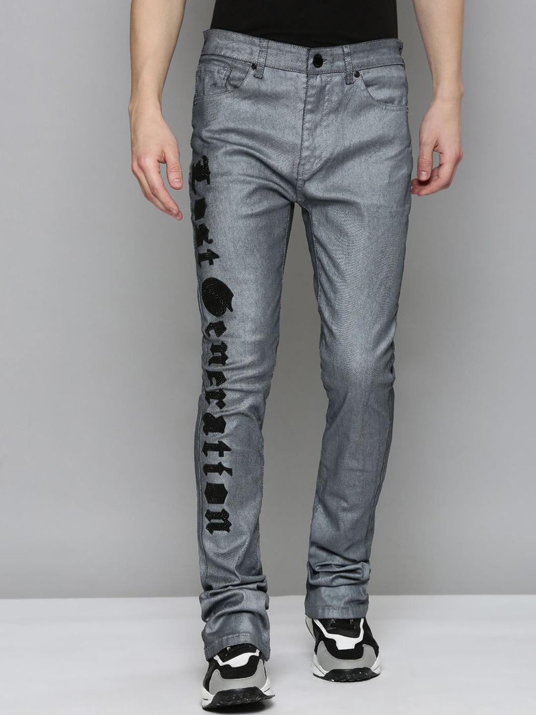 

WAIMEA Men Classic Mid-Rise Bootcut Stretchable Jeans, Charcoal