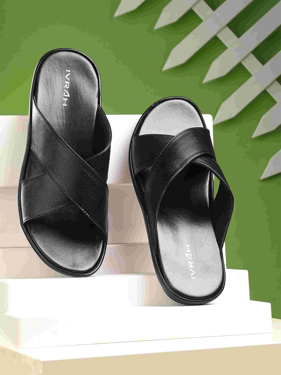 

IVRAH Men Comfort Sandals, Black