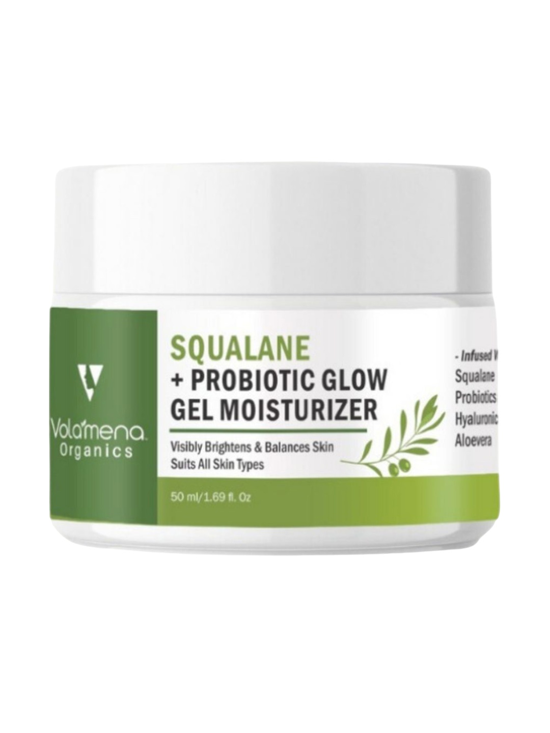 

Volamena Organics Squalane Probiotic Glow Gel moisturizer Day Cream, White