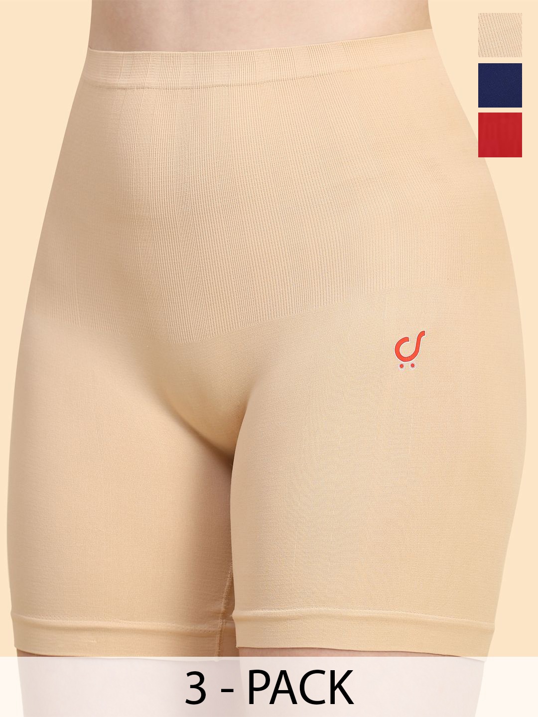 

Trendmalls Pack Of 3 Seamless Tummy & Thigh Shapewear, Beige