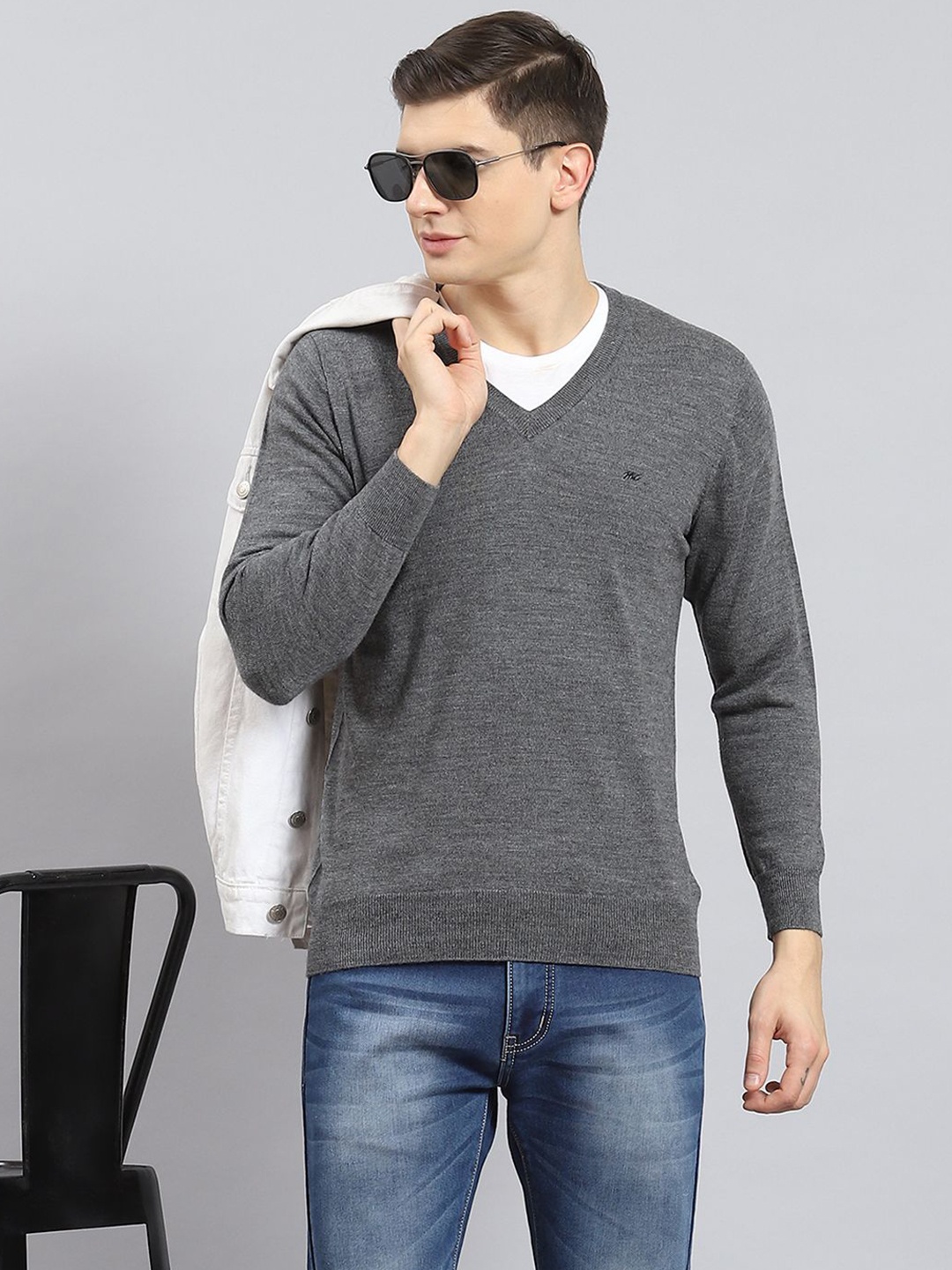 

Monte Carlo Men Woollen Pullover, Grey