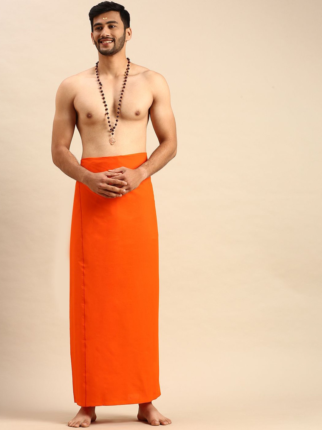 

Ramraj Men Bordered Dhoti, Orange