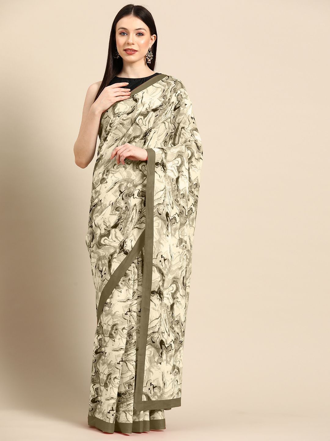 

BUTA BUTI Pure Cotton Saree, Coffee brown