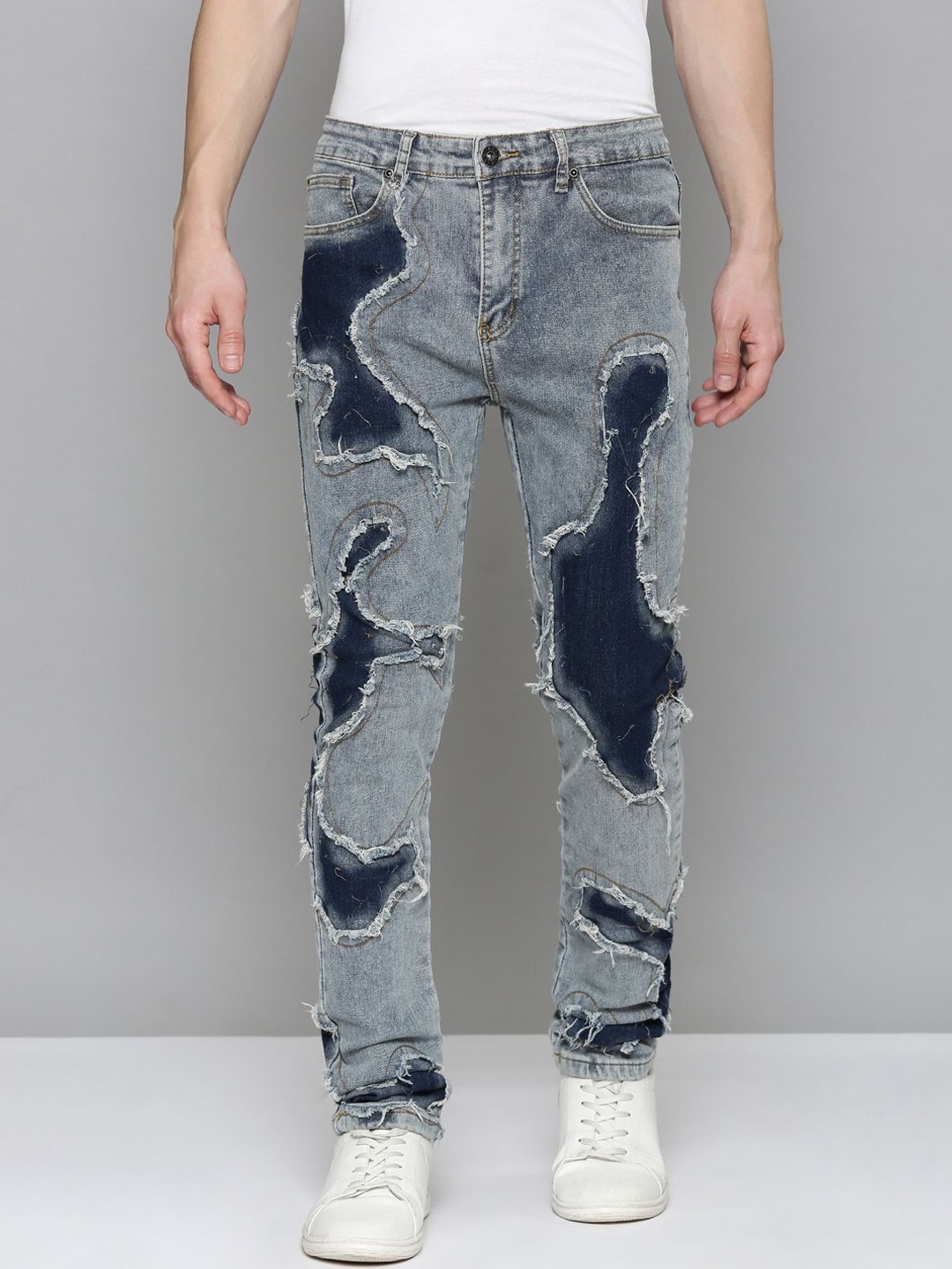 

WAIMEA Men Comfort Skinny Fit Highly Distressed Stretchable Jeans, Blue