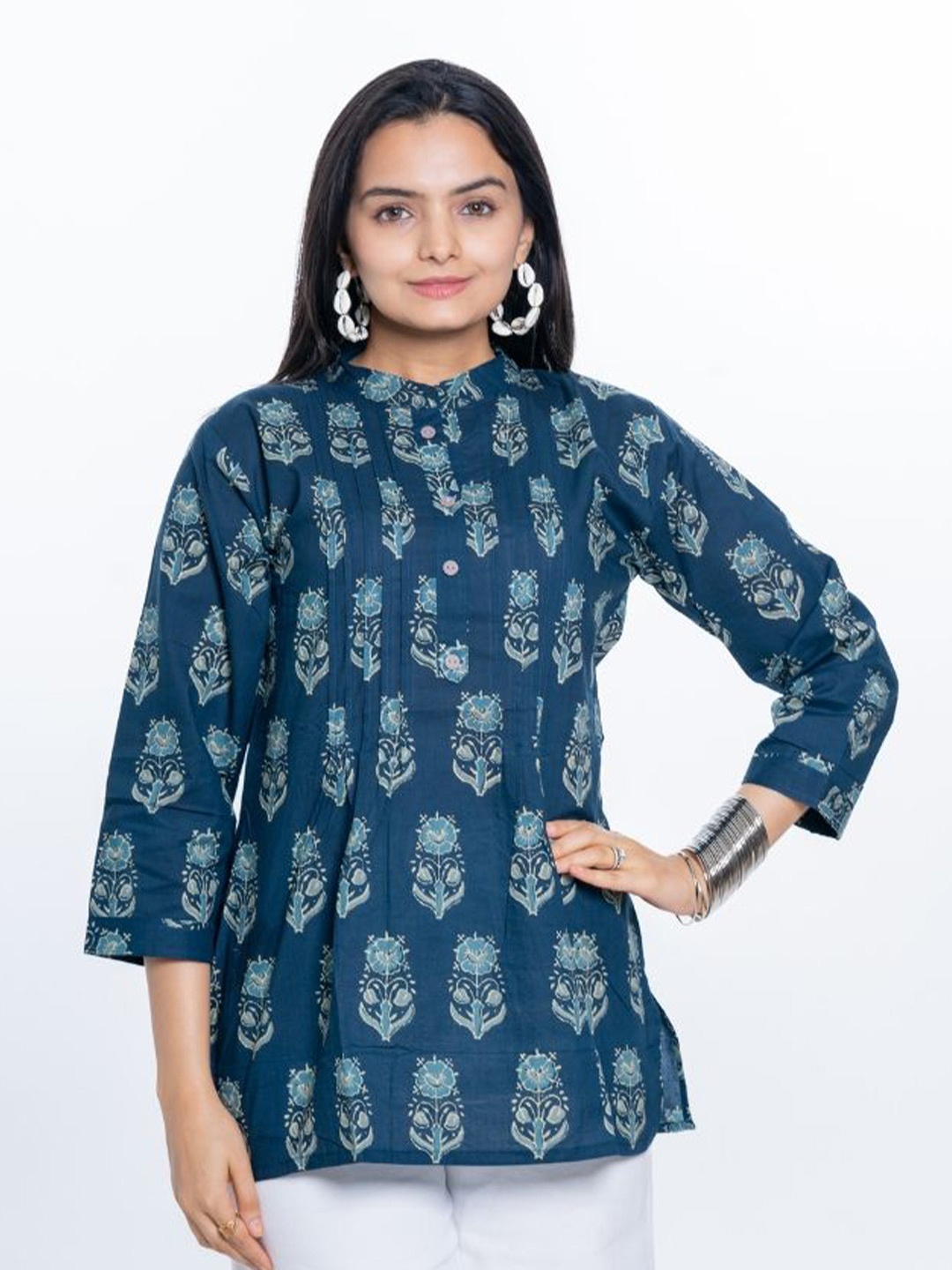 

EKISHA Printed Cotton Topss, Blue