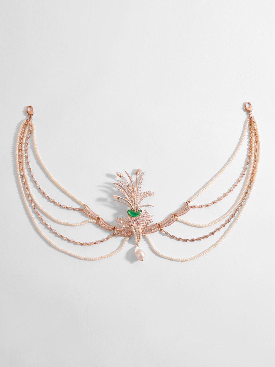 

Outhouse Rose Gold-Plated Stone Studded Bun Pin Head Jewellery