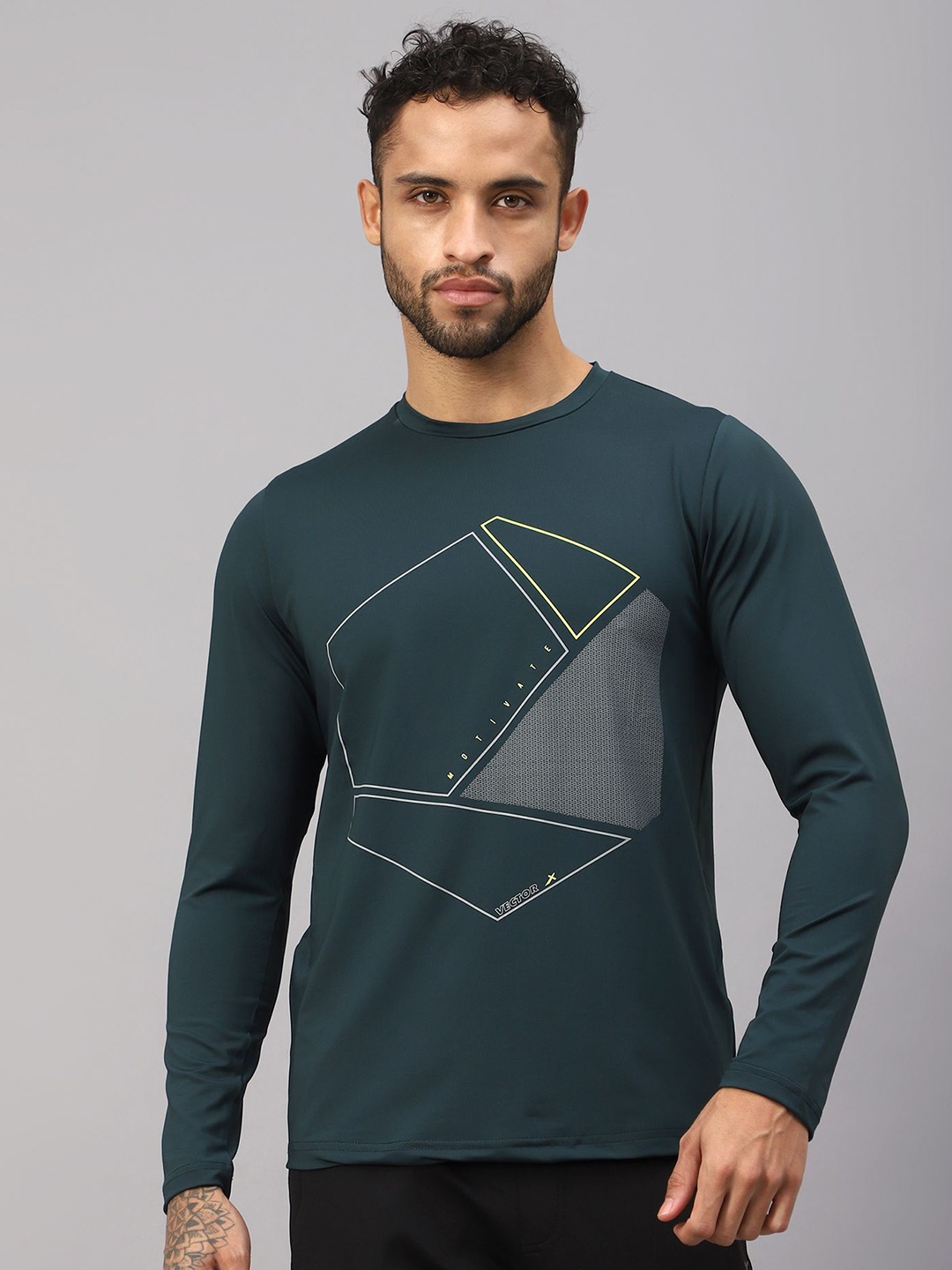 

VECTOR X Men Graphic Printed Round Neck T-Shirt, Green