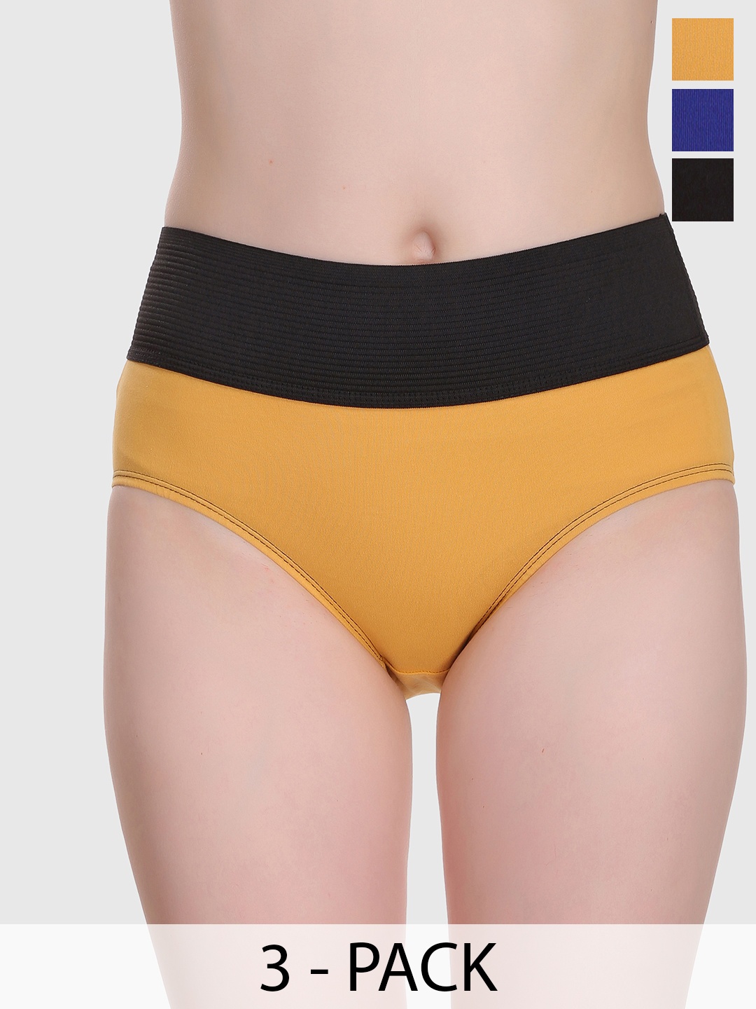 

SELFCARE Pack Of 3 Women High Rise Seamless Hipster Briefs, Yellow