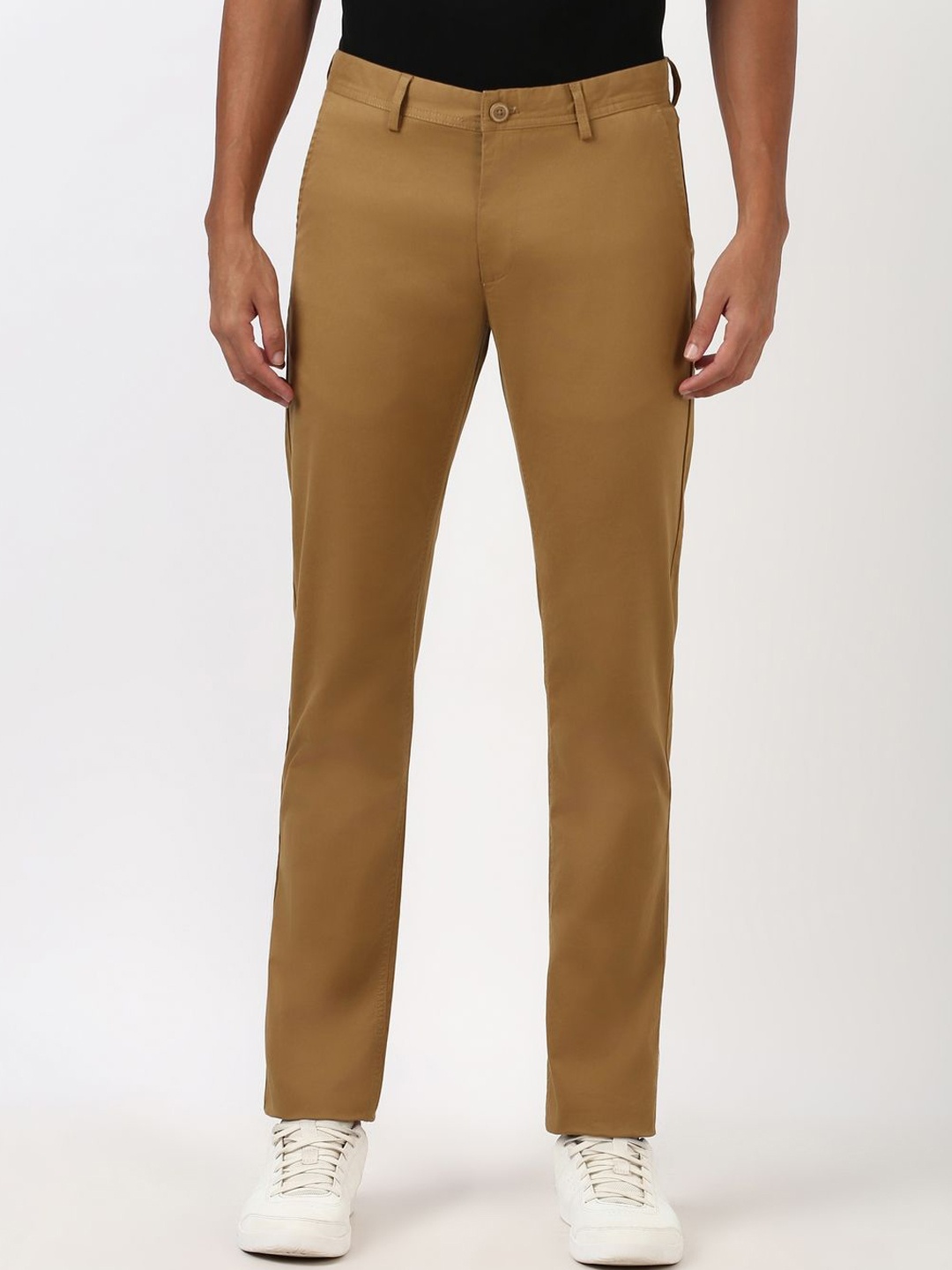 

Peter England Casuals Men Slim Fit Trousers, Brown