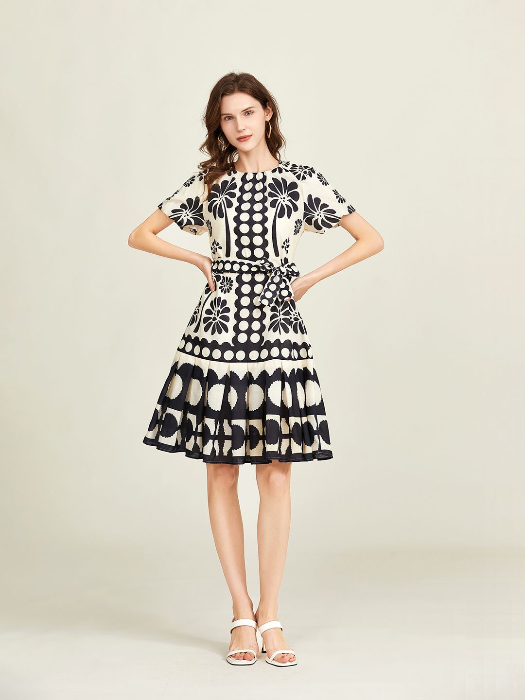 

JC Collection Animal Print Fit & Flare Dress, Black